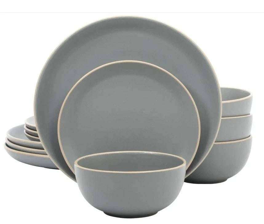 12-Piece Stoneware Dinnerware Set, Matte Finish, Service for 4, Modern