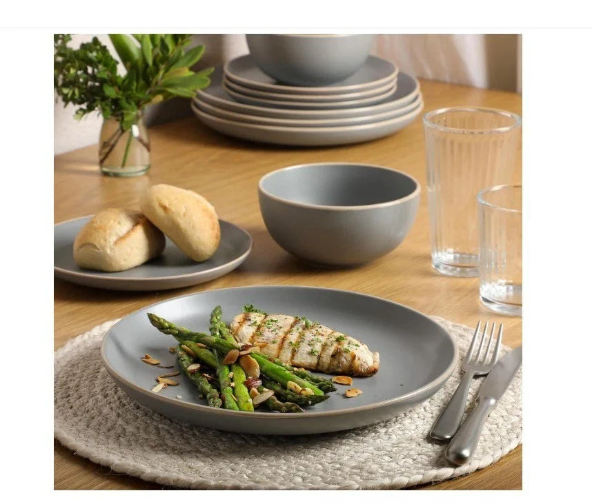 12-Piece Stoneware Dinnerware Set, Matte Finish, Service for 4, Modern