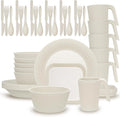 42-Piece Dinnerware Sets - Plates and Bowls Sets, Unbreakable Wheat Straw Dinner