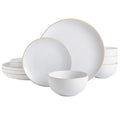 Home Rockaway 12 Piece Stoneware Dinnerware Set Service for 4 White